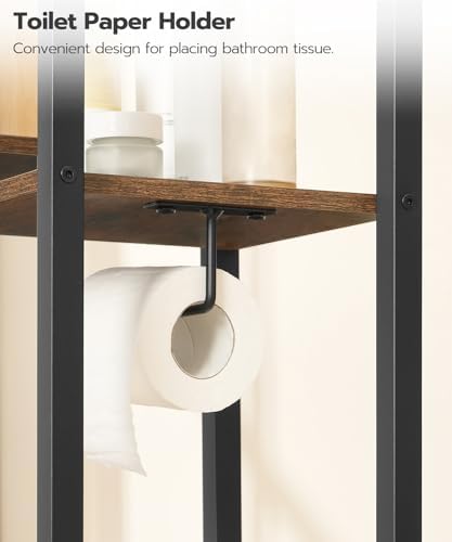 HOOBRO Over The Toilet Storage Rack, 8-Tier Bathroom Organizer Over Toilet Shelf | freestanding Over the Toilet Storage for Toilet Paper Holder,Space Saver, Rustic Brown and Black BF86TS01
