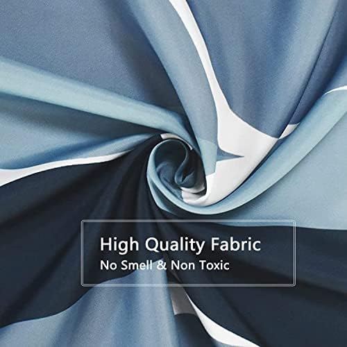 LLSCL Blue Grid Fabric Shower Curtain Liner with Magnets, Waterproof Hotel Quality, 72 x 72 Machine Washable