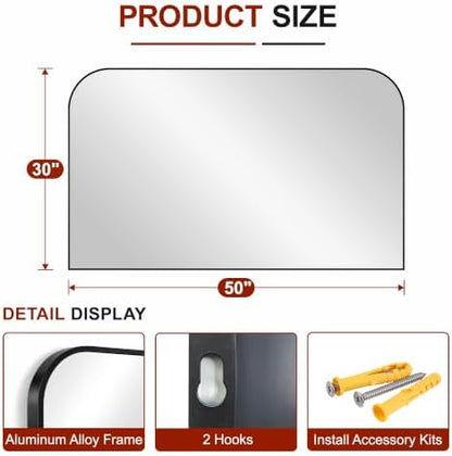 Bathroom Black Vanity Mirror for Over Sink, 30" x 50"