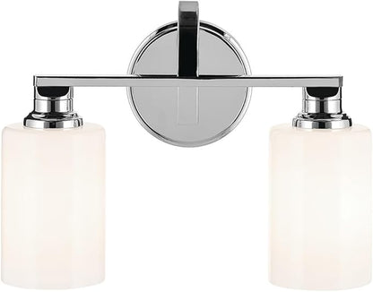 Kichler Gioe 14.25" 2-Light Vanity Light with Opal Glass in Chrome, Damp Rated, for Bathroom, Powder Room, Over a Mirror, (14.25" W x 10.5" H), 55225CH