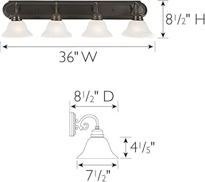 Design House 517714 Millbridge Vanity Light Dimmable with Frosted Glass for Above Bathroom Mirror, Oil Rubbed Bronze, 4-Light