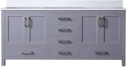 Jacques 72 in. W x 22 in. D Dark Grey Double Bath Vanity and White Quartz Top