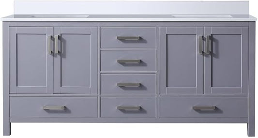 Jacques 72 in. W x 22 in. D Dark Grey Double Bath Vanity and White Quartz Top
