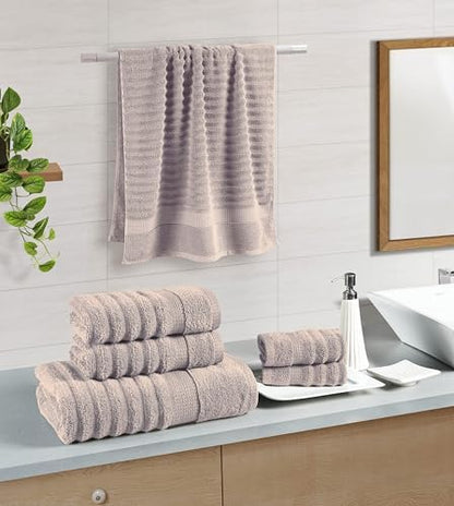 Lane Linen Luxury Bath Towels Set - Luxurious Hotel-Style Shower Towels and Washcloths Sets, 100% Cotton Bath Towel Sets for Bathroom - Includes 2 Bath, 2 Hand & 2 Wash Cloths (Set of 6) - Platinum