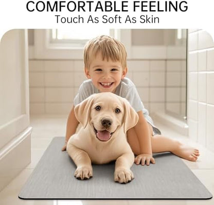 Mecko Bath Mat 24"x36",Ultra Thin Bathroom Rug fit Under Door Light Grey