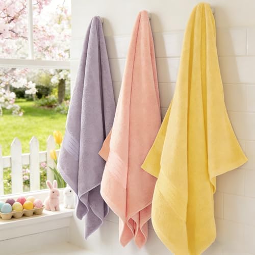 COZYART Luxury Bath Towels 2 PCS, Lavender 100% Turkish Cotton 650 GSM