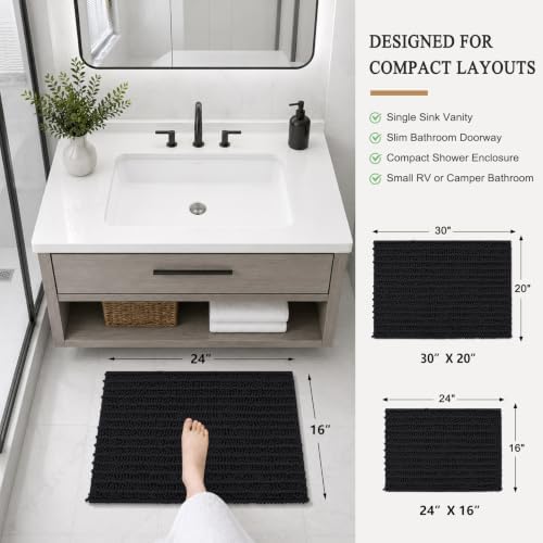 Arotive Bathroom Rugs Mat 24x16, Soft Absorbent Chenille Shaggy Bath Mat