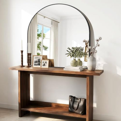 GLASHOM Arched Bathroom Vanity Mirror, 36"x36" Black Frame Wall Mirror