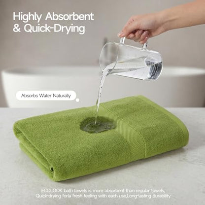 ecolook 2 Pack 100% Cotton Bath Towels, 28 x 55 Inches, Soft