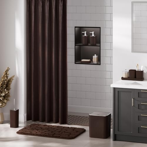 XLHOMO 26PC Bathroom Accessories Set - Gorgeous Brown Bathroom Set, Bathroom Accessory Set, Shower Curtain Set with Bathtub Mats for Shower Tub, Trash Can & Soap Dispenser