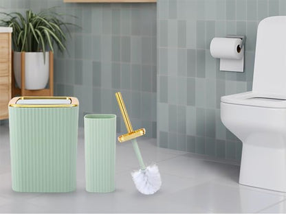 9 PCS Green Bathroom Accessories Set with Trash Can Bathroom Accessory