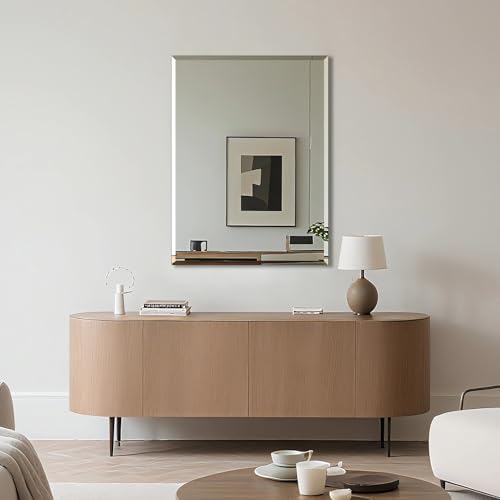 Bathroom Mirror for Over Sink 40x30 Inch Frameless Wall Mirror Beveled Edge