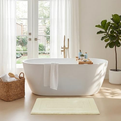 GRANNY SAYS Ivory Bathroom Rug 16" x 24", Non-Slip Microfiber Bath Mat