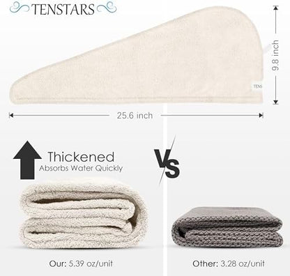 TENSTARS Hair Towel Wrap for All Hair Types, 5 Pack Microfiber Turban