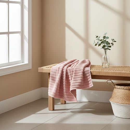 6 Piece Bath Towel Set, 40"x80" Oversized Bath Sheets, Pink