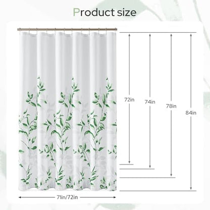 HOMEIDEAS Green Botanical Shower Curtain 72×78 Inches