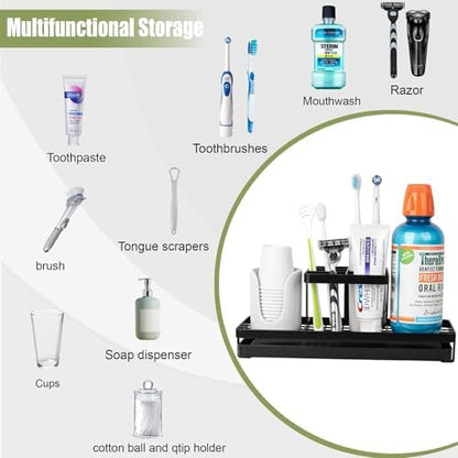 Toothbrush Holders Toothpaste Organizer Bathroom Accessories, Matte Black