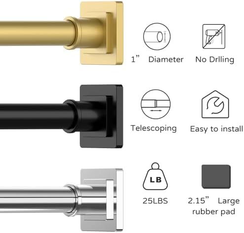 UIOSANRT Stainless Silver Shower Curtain Rod 31-68 Inches Non-Slip Shower Rod Tension Mounted No Drill Shower Curtain Rods Spring Tension Rod Adjustable Tension Curtain Rod for Windows Bathroom