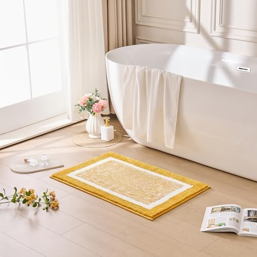 CozeCube Harvest Gold Bath Mat 32"x20" Non Slip Washable Rug