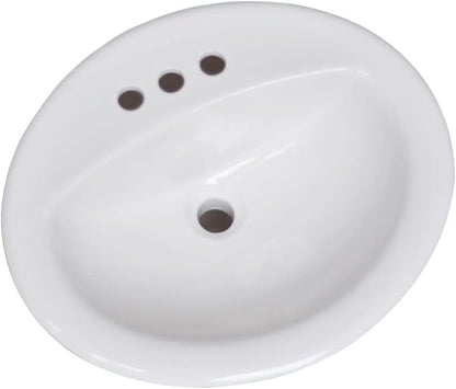 Design House 573428 Oval Drop-In Sink 20x17 Single Basin in White