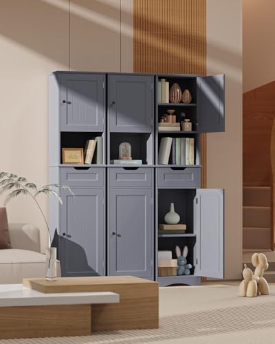 Gizoon 67” H Tall Bathroom Storage Cabinet, Narrow Storage Cabinet, Grey