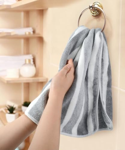 KinHwa Hand Towels for Bathroom, Microfiber Grey Hand Towels, 2 Pack