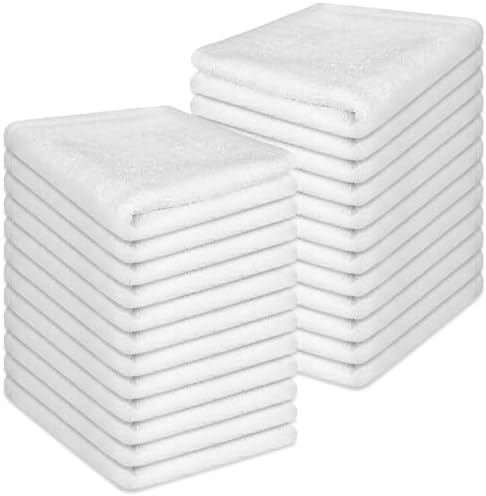 Washcloths Set, 24-Pack Cotton Wash Cloths, 12x12 Inch, White