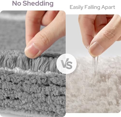 HOMEIDEAS Light Grey Bathroom Rugs Sets 2 Piece 20" x 32" + 16" x 24"