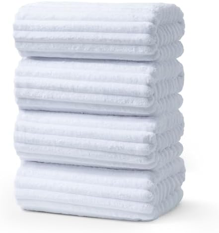 ecolook White Bath Towel Set of 4, 31 x 63 in, Soft and Highly Absorbent, Lightweight Microfiber Towels for Bathroom, Gym, Hotel and Spa