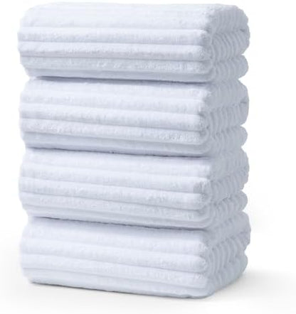 ecolook White Bath Towel Set of 4, 31 x 63 in, Soft and Highly Absorbent, Lightweight Microfiber Towels for Bathroom, Gym, Hotel and Spa
