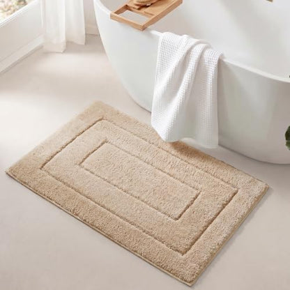 GRANNY SAYS Bathroom Rugs Non Slip, 16" x 24", Bath Rugs for Bathroom Washable, Bath Mats for Bath Floor, Microfiber Bath Mat for Tub, Absorbent Bath Rugs for Bath, Khaki