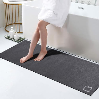 Dark Grey Long Bathroom Rugs Large Stone Bath Mats for Bathroom,15.7"x47.2"