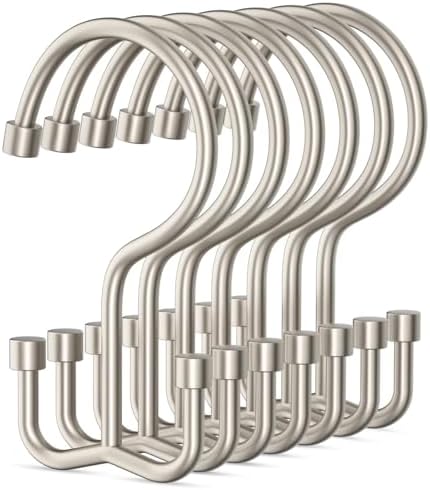 Goowin Shower Curtain Hooks, Shower Curtain Rings, Metal Shower Curtain Hangers Rust Proof, Double Glide Shower Rings for Curtain, Shower Hooks for Shower Curtain, Matte Nickel, 24 Pack-Cylinders
