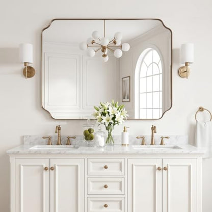 MIRRORART 36x48’’ Large Brushed Champagne Bronze Bathroom Mirrors for Wall