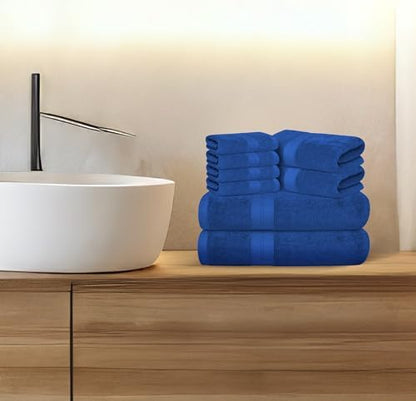 Avalon Towels Royal Blue Bath Towels, Royal Blue Towel Set, 8pc