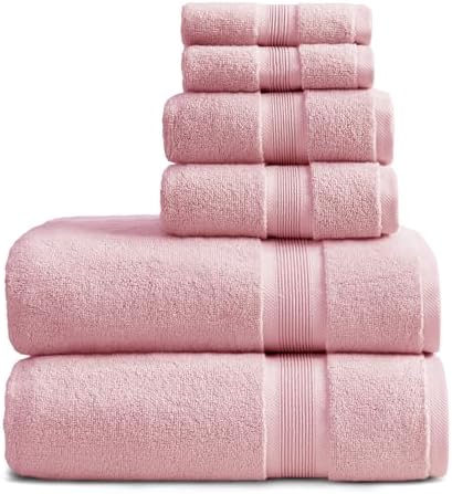 Springtree Home Luxury Bamboo Rayon Bath Towel Set | 6-Piece Set | Pink