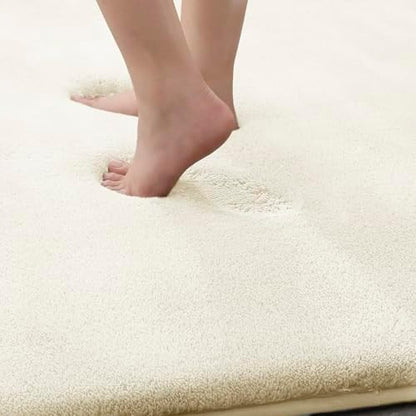 MINIDEAR Bathroom Rugs 32x20 Cream - Thick Memory Foam Bath Mat, Ultra Soft & Plush Fluffy, Non-Slip, Quick Dry, Absorbent Washable Floor Microfiber Mat for Tub, Home Decor Accessories
