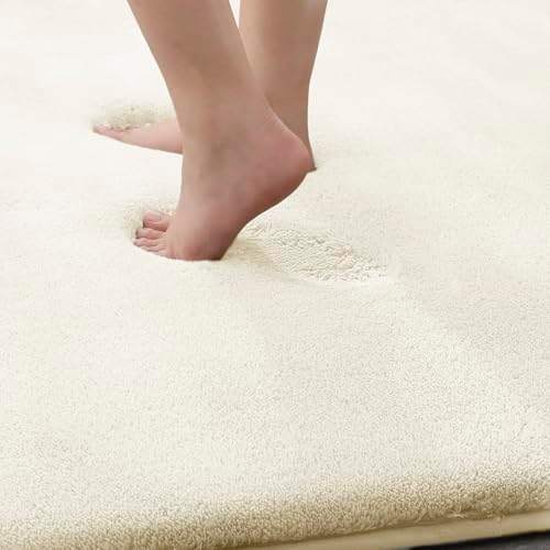 MINIDEAR Bathroom Rugs 60x20 Cream - Thick Memory Foam Bath Mat, Ultra Soft & Plush Fluffy, Non-Slip, Quick Dry, Absorbent Washable Floor Microfiber Mat for Tub, Home Decor Accessories
