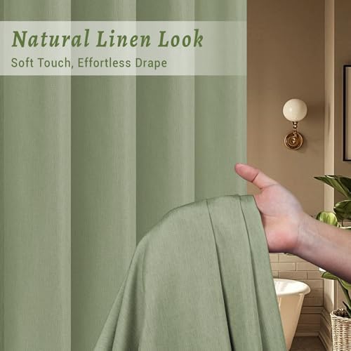 WONICY No Hook Shower Curtain with Snap-in Liner, Sage Green, 71 x 77