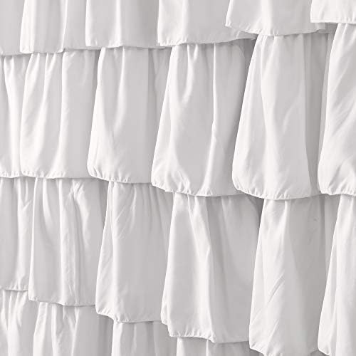 Lush Decor Ruffle Shower Curtain | Floral Textured Vintage Chic Farmhouse Style Design, White, 72" x 72" (Pack of 6)