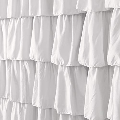 Lush Decor Ruffle Shower Curtain | Floral Textured Vintage Chic Farmhouse Style Design, White, 72" x 72" (Pack of 6)