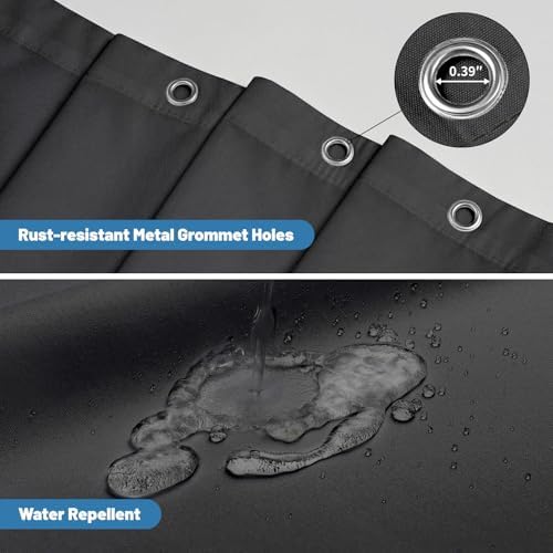 1 Pack Water-Repellent Fabric Shower Curtain Liner, 72x78 Black
