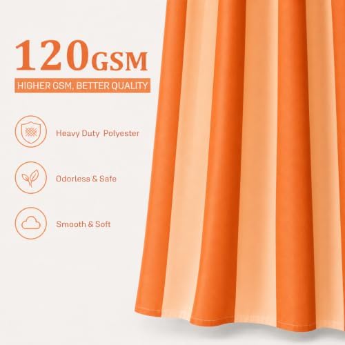 Ohocut Vertical Striped Shower Curtain, Cute Retro Vintage Double Orange Stripe Bathroom Shower Curtain, Waterproof Polyester Fabric Modern Bath Curtain for Bathroom 72x72 Inches Blue