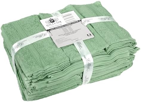 HILLFAIR 100% Cotton 24 Piece Bath Towels Set for Bathroom - Sage