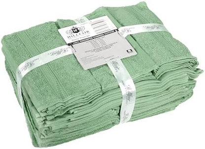 HILLFAIR 100% Cotton 24 Piece Bath Towels Set for Bathroom - Sage