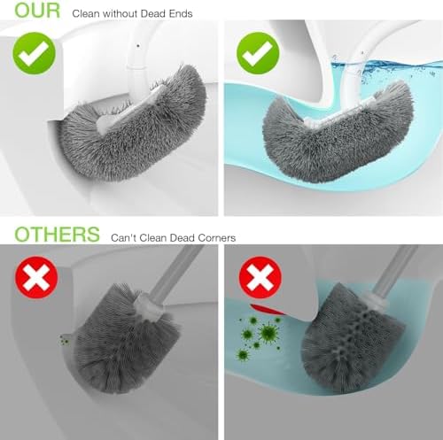 Wooden Toilet Brush, OSCIOSS Toilet Brush and Holder Set with Ergonomic Design, Compact Size, Durable Bristles, Bamboo RV Toilet Cleaner & Holder for Bathroom (Natural, 1pack)