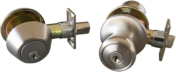 Design House 728683 Terrace 6-Way Universal Entry Door Knob and Single Cylinder Deadbolt Satin Nickel