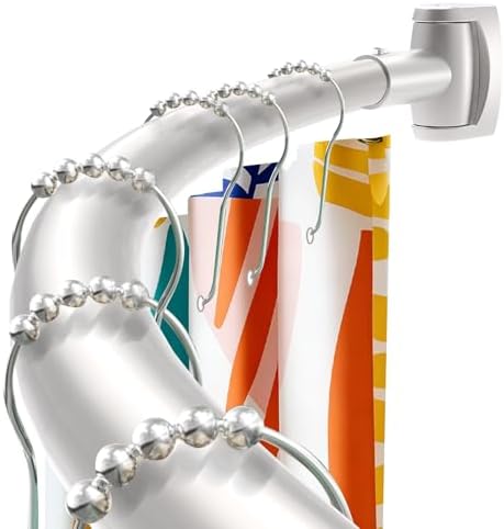 Brushed Nickel Curved Shower Curtain Rod 33-78 Inches Adjustable Splicing Design Shower Rods Curved Round Bowed Rust proof, Need To Drill Shower Curtain Rod for Bathroom, Bathtub, Stall