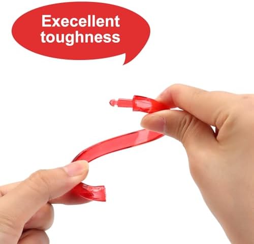 Red Shower Curtain Hooks - 12 Pcs Circular Plastic Shower Curtain Rings for Bathroom - O Shaped Transparent Red Shower Hooks Rings for Shower Curtain Rod