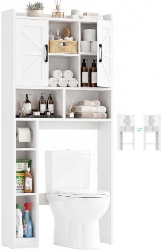 Farmhouse Over The Toilet Storage Cabinet with Barn Door, Reversible Side